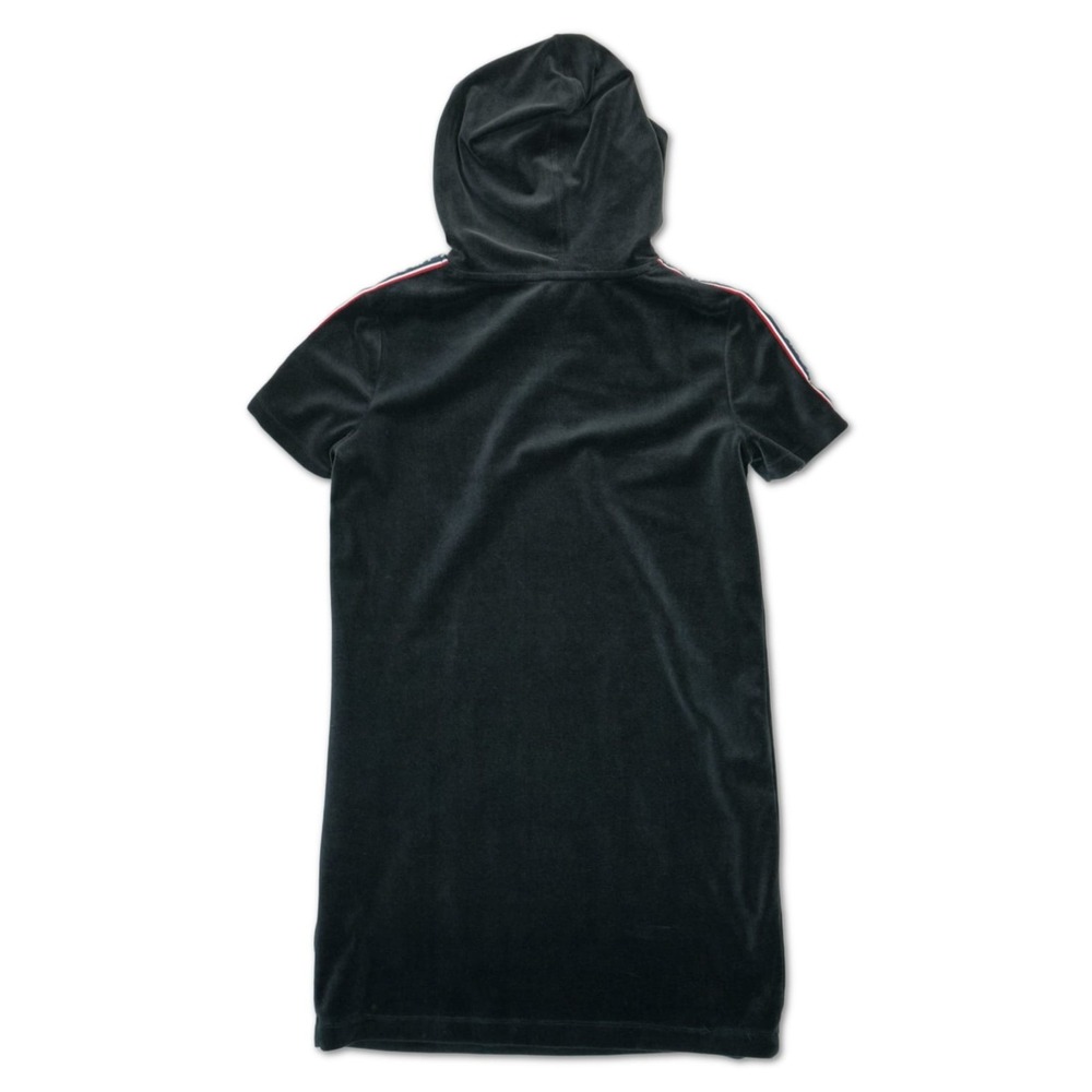 Tommy Hilfiger Captain‎ Black Velour Hooded Logo Tape Dress Size S Short Sleeve - Picture 2 of 6